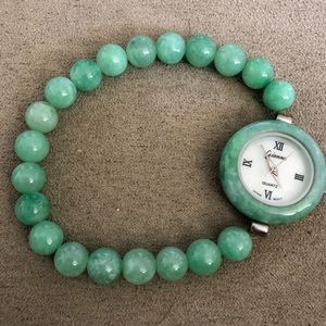 Green jade bracelet watch
